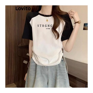 Lovito Camiseta Feminina Casual Com Estampa De Letras LNE42232