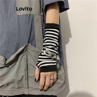Lovito Luvas Casuais Listradas De Malha Lisa Para Mulheres LFA11239