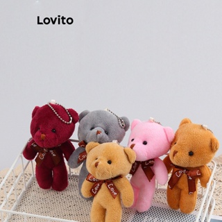 Lovito Casual Simples Desenho Animado Teddy Bear Pelúcia Removível Bolsa Acessórios Para Mulheres LFA11172