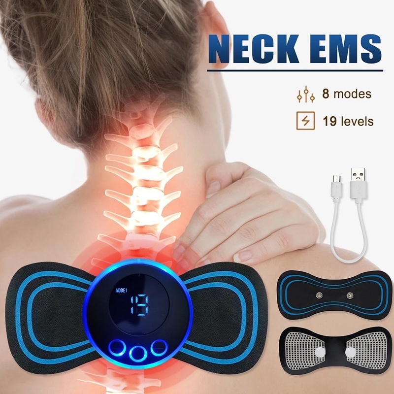 Mini Massageador EMS Estimulador Elétrico De Pescoço Portátil Para Alívio Da Dor Muscular Cervical