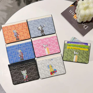 Porta-Cartões De Couro De Luxo 7 Slots Moda Kaws GO Bolsas De Cartão Sem Caixa