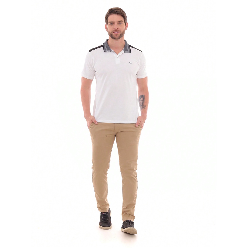 Camisa polo com 2024 calça de sarja