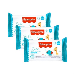 Fisher Price Babê Recém-Nascidos Toalhas Umedecidas S/Perfume 20x15cm C/50 Unidades - Kit C/3