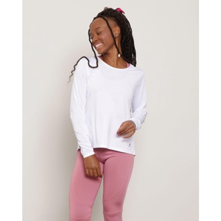 Blusa Feminina Fitness Manga Longa Fitter Branca