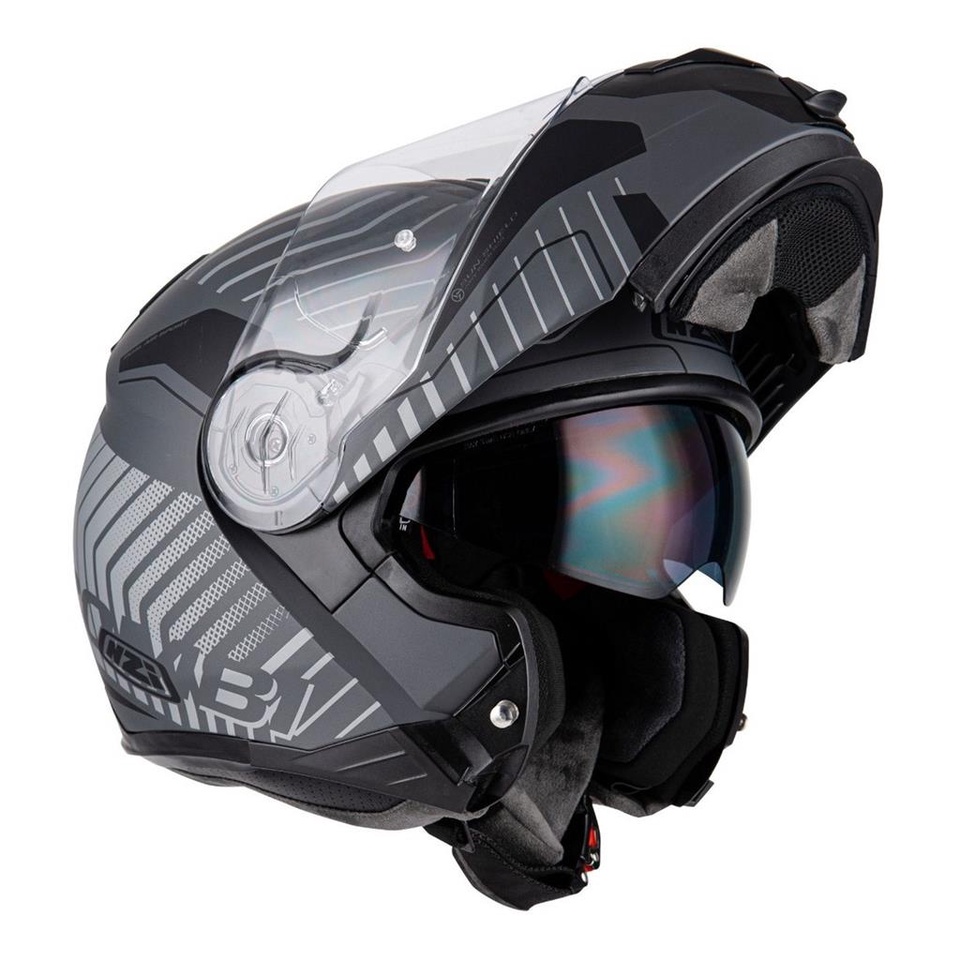 Capacete Moto Nzi Ringway Duo Xtrainer Preto Branco Fosco