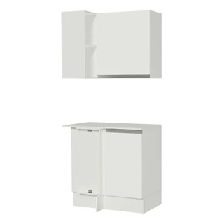 Kit Armário de Cozinha de Canto 100% MDF 2 Portas e Nicho Branco Smart Madesa em Oferta na Shopee