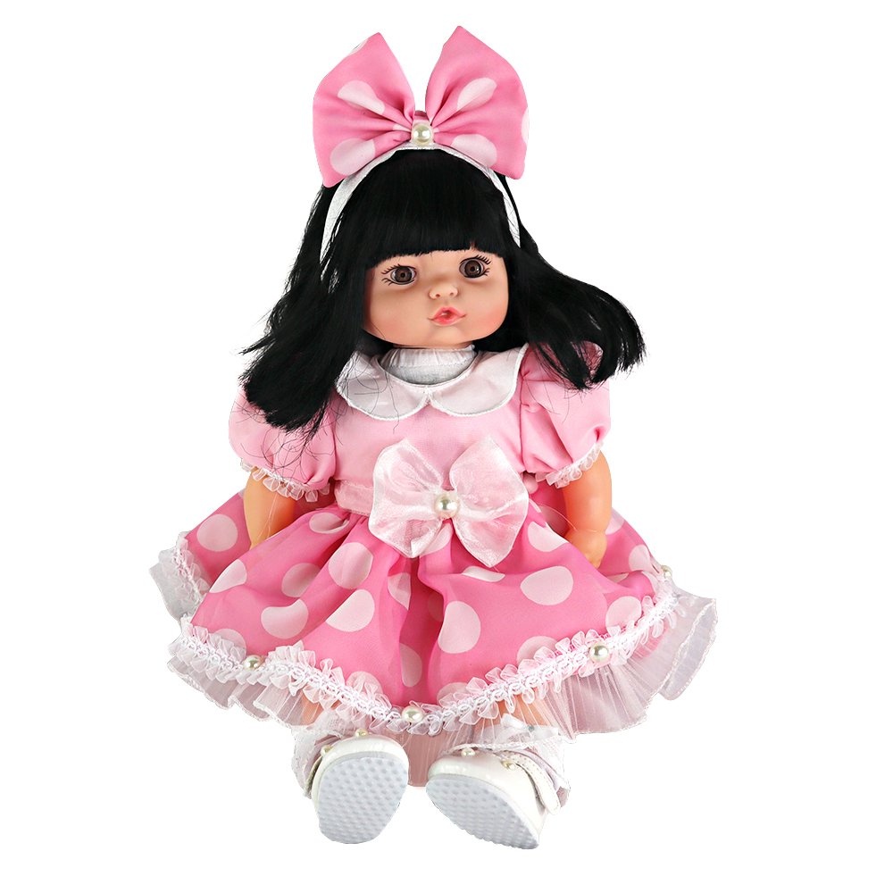 Boneca Bebê Falante Anjo Cachos Castanhos 50cm com 30 Frases - Ri Happy