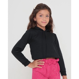 Blusa Moletom Infantil Cropped Preto