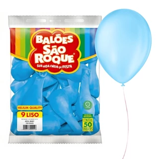 Balões 09 Liso Com 50un Bexigas Azul Baby 108106450 - São Roque