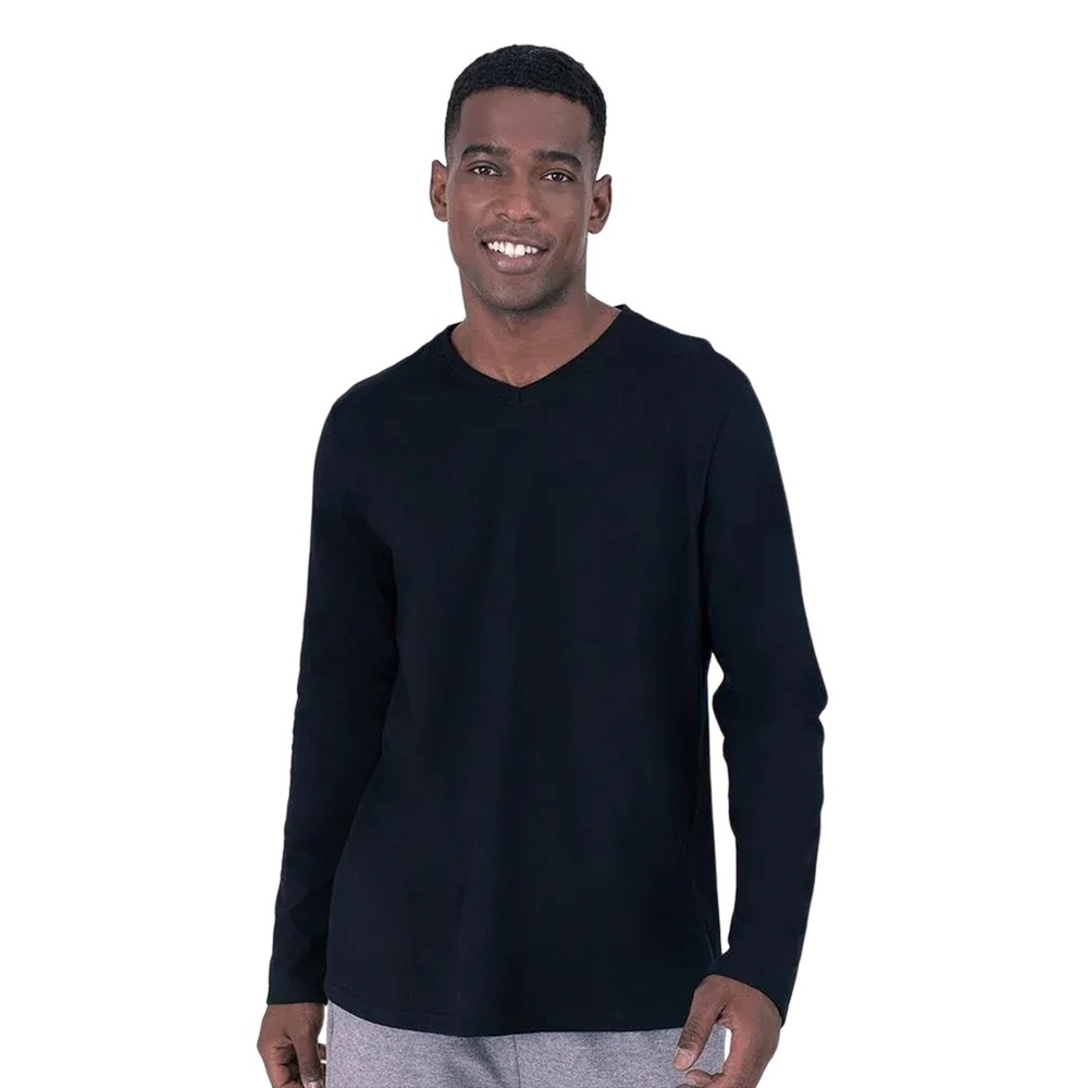 Camiseta Masculina Basicamente Reta Gola V Manga Longa | Shopee Brasil
