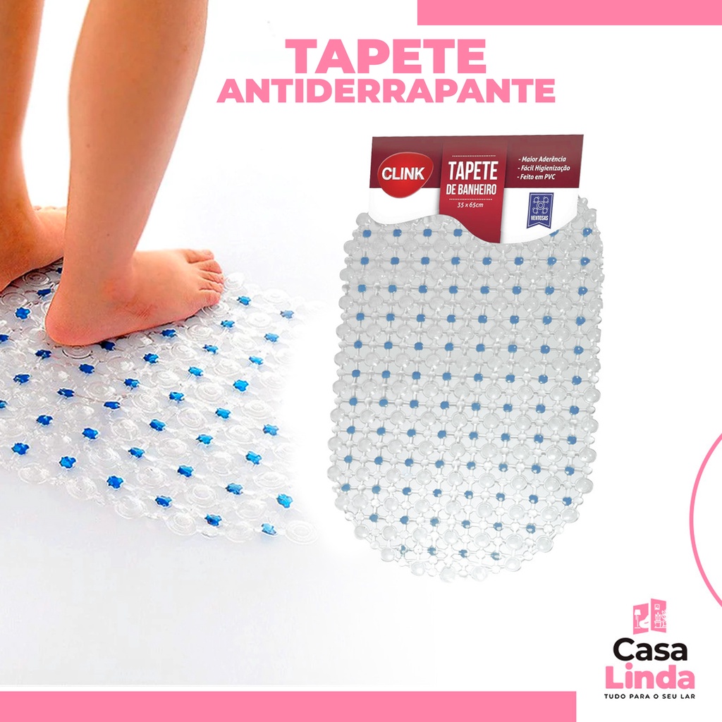 Kit 2 Tapete De Banheiro Antiderrapante Com Ventosa Box Clink