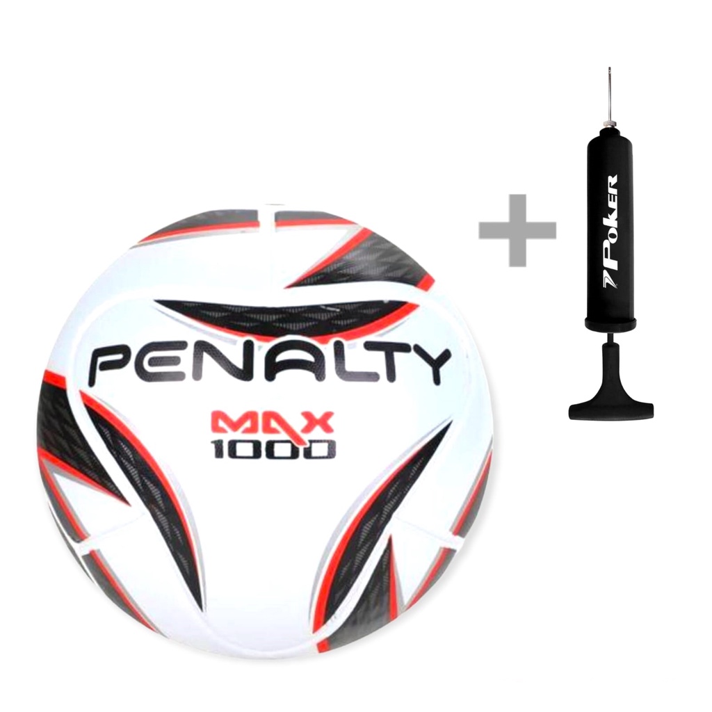 Kit Bola Penalty Max 1000 Futsal Pró Padrão Fifa + Bomba Sac