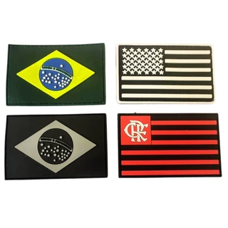 Patch Bandeira Emborrachada 3d Patch C/ Velcro Militar Tático Brasil Estados Unidos USA Flamengo