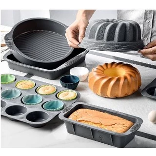 Forma De Silicone Bolo Pudim Pão Torta Mousse Assadeira Forno Airfryer Espiral Antiaderente