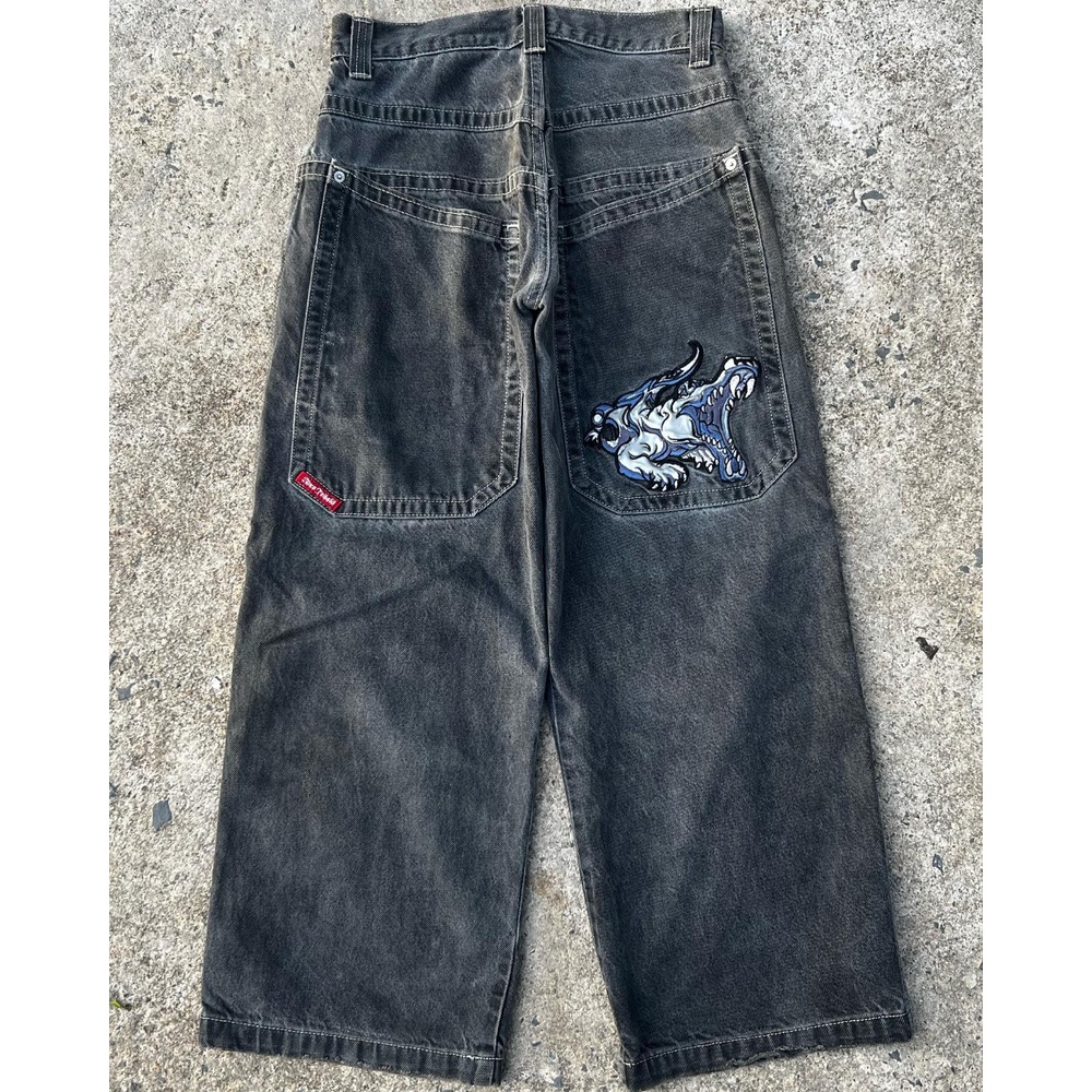 Jeans masculino regular Y2K para skate, gótico, grunge e rockstar jeans  rasgado (azul, M) : : Moda