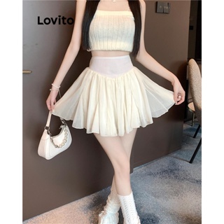Lovito Saia Casual Com Costura Em Tecido Liso Para Mulheres LNA41075