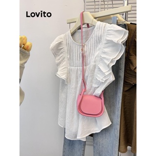 Lovito Blusa Casual Plissada Lisa Para Mulheres LNE42002