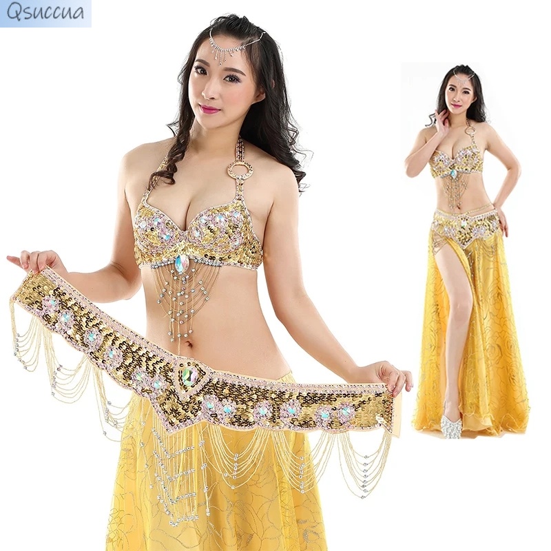 Women's Belly Dance Costume Sequin Bra Tassel Top