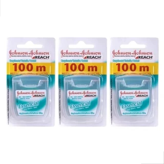 Fio Dental Reach Essencial Menta 100m Johnson & Johnson C/ 3