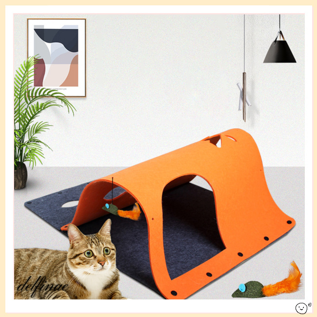 DELFINE Túnel De Feltro De Gato De Estimação Diy Felt Com Pingente De Brinquedo De Menta Acessórios Interativos Para Gatos