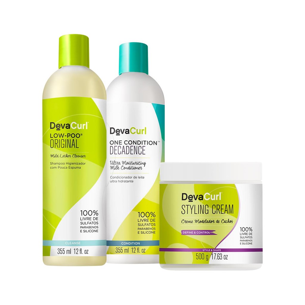 Kit Deva Curl Low Poo Shampoo 355ml, Condicionador One Condition 355ml ...