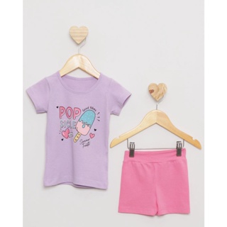 Conjunto Bebê Manga Curta Estampa Sorvete Lilás