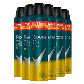 Kit Desodorante Aerosol Rexona V8 Amarelo 250ml - 6 Unidades