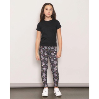 Calça Legging Juvenil Estampa Sortida Preta