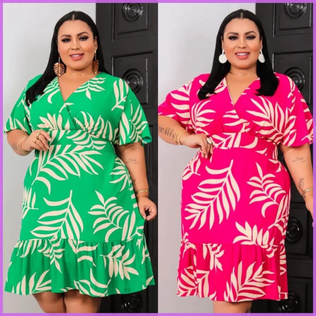 Vestido curto store estampado plus size