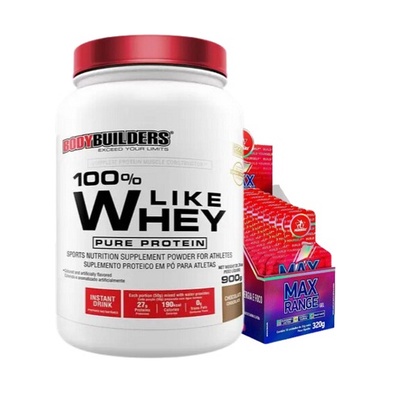 Kit Like Whey 100% Pure 900g + 10un Carbo Gel Max Range