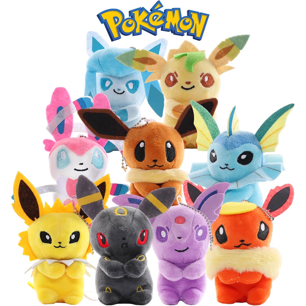 Eevee Evoluções Kit Com 2 Pelúcias Pokemon Eevee Pokebola em