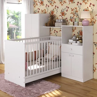Berço 3 em 1 e Guarda-Roupas 4 Portas 1 Gaveta Multimóveis MP4144 em Oferta na Shopee