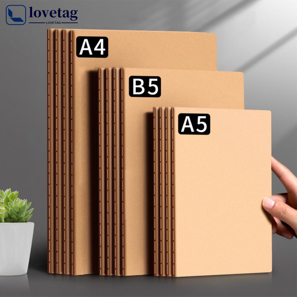 LOVETAG A4/A5/B5 Caderno De Anotações Para Fazer Papel Forrado Diário Kraft Portátil Material Escolar Papelaria S3W4