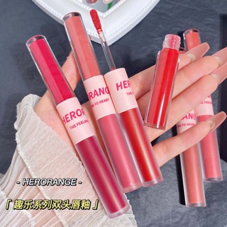 Herorange Fun Series Lip Gloss Série Brilho Labial Mate Espelho Duplo-Cabeça Um Efeito de Duplo Uso Clareador Labial Brilho Labial de Longa Duração Renderização de Cor Lábio Hidratante