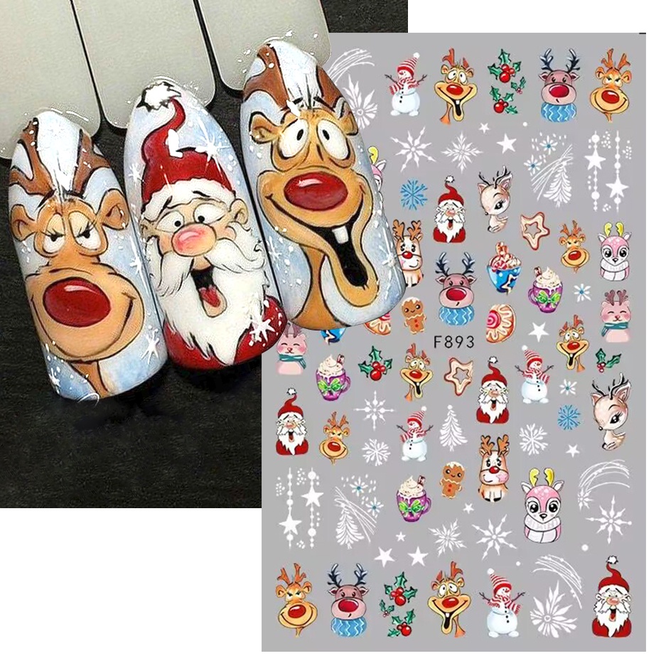 Desenho Animado Feliz Natal Manicure De Unhas Autocolante Fofo Papai Noel  Bonitinho Snowman Xmas Decalques 2024 Folhas De Ano Novo Acessórios  Suprimentos | Shopee Brasil