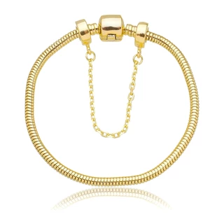 Pulseira Berloque Com Trava de Segurança Banhado a Ouro 18k