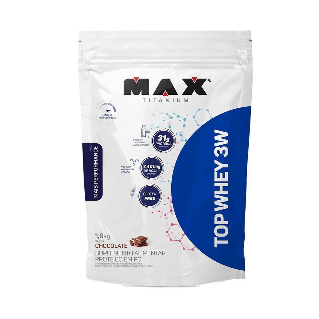 TOP WHEY 3W + PERFORMANCE (1,8Kg – Refil) – Chocolate – Max Titanium