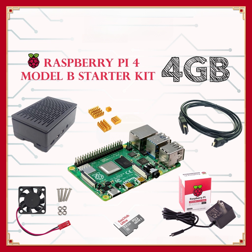 Raspberry Pi 4 Modelo B Starter Kit 4GB RAM OKdo Kit (NÃO compatível ...