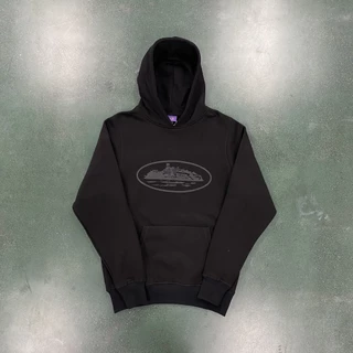 Estoque Pronto para Vestir na Rua Corteiz Sweatshirt Corteiz Manga Comprida com Capuz Preto Impresso Homens do Mesmo Estilo 1.08