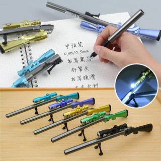 Luz LED Emissora De Caneta Neutra Criativa Preta Em Forma De Arma De Papelaria Estudantil Material De Escritório Decoração De Mesa .