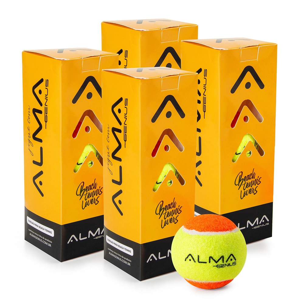 Kit Com 12 Bolas Beach Tennis Para Iniciantes Alma Genius