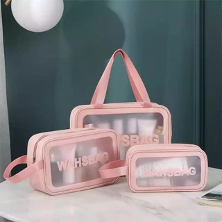 Kit 3 Bolsas Necessaires Washbag Transparente À Prova d’água