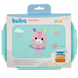 Lancheira Pote Infantil Inox Bento Box Zoo Unicórnio 17310 - Buba