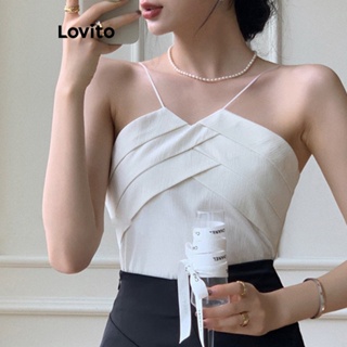 Lovito Regata Casual Simples Plissada Para Mulheres LNE41247
