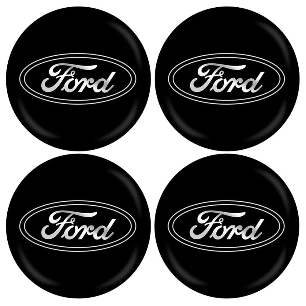 Jogo Emblema Calota Resinada Ford 48mm Preto