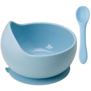 Kit Tigela Bowl 350ml Com Ventosa E Colher Em Silicone BLW Bebê Buba