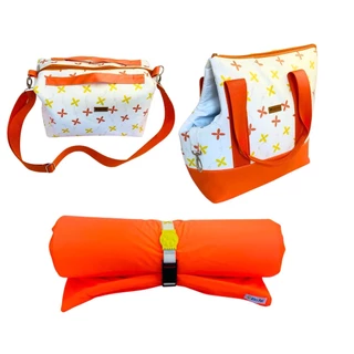 Kit Passeio com Bolsa Pet + Bolsa de Transporte Pet + Colchonete Pet Cachorro Gato Viagem