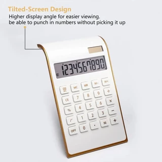 Mini Calculadora Tela LCD Grande Display Botão Responsivo Aritmética Operação Golden Frame Dual Power Desktop Calculator