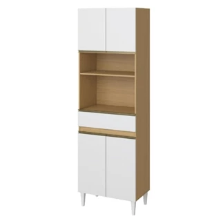 Armário de Cozinha Paneleiro com Nicho para Micro-ondas 4 Portas Clara Atacama / Branco Aramóveis