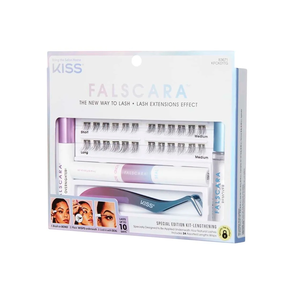 Kit Completo Starter Iniciante Alongamento Extensão de Cílios Postiços Tufos  Falscara Kiss New York | Shopee Brasil